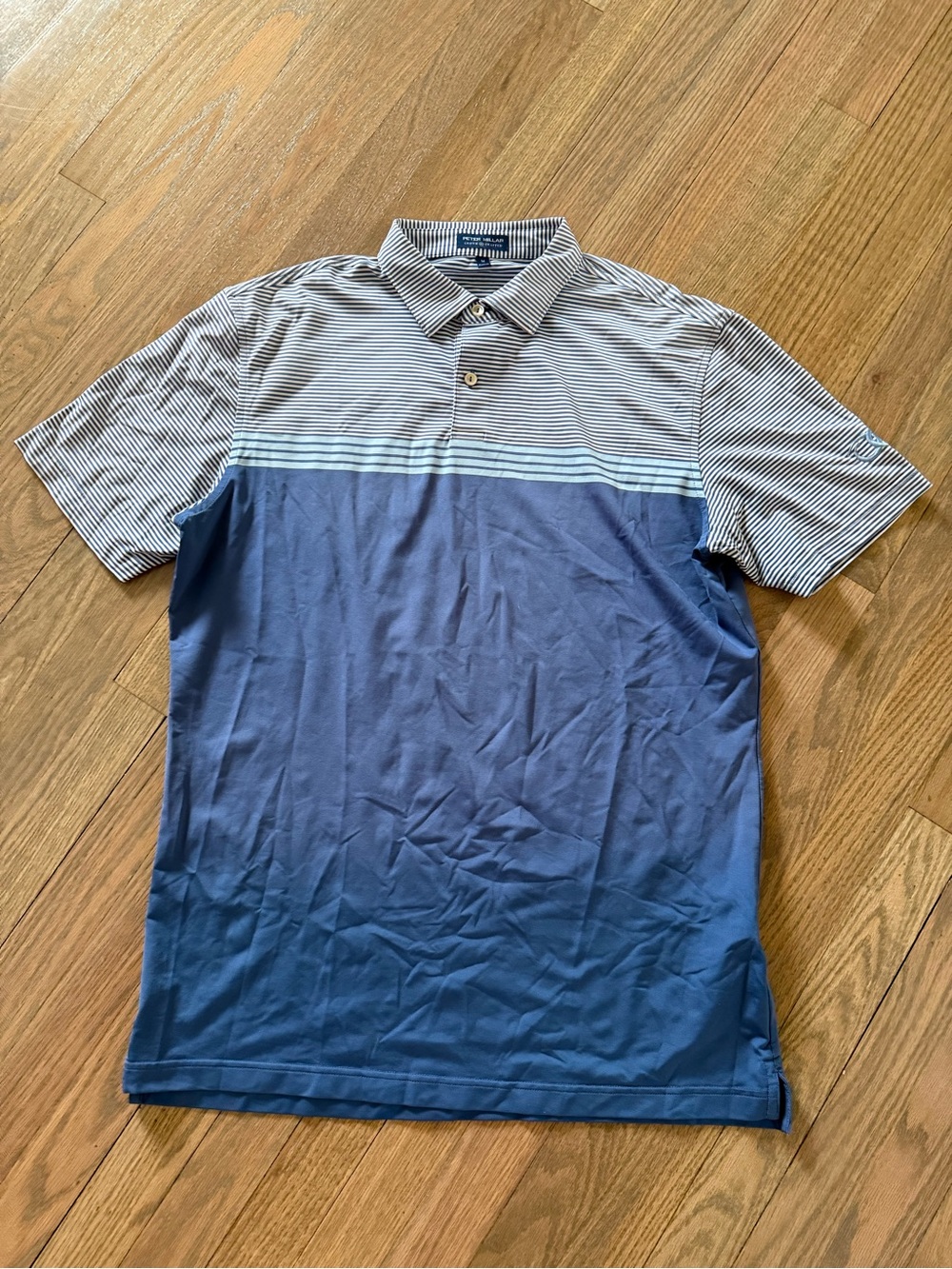 Peter Millar Men's Blue Striped Polo Shirt